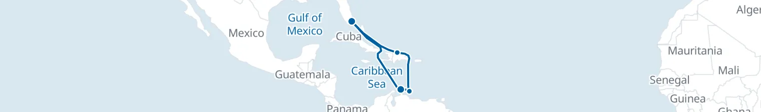 Route map of Caribbean Escape – Puerto Plata & Aruba
