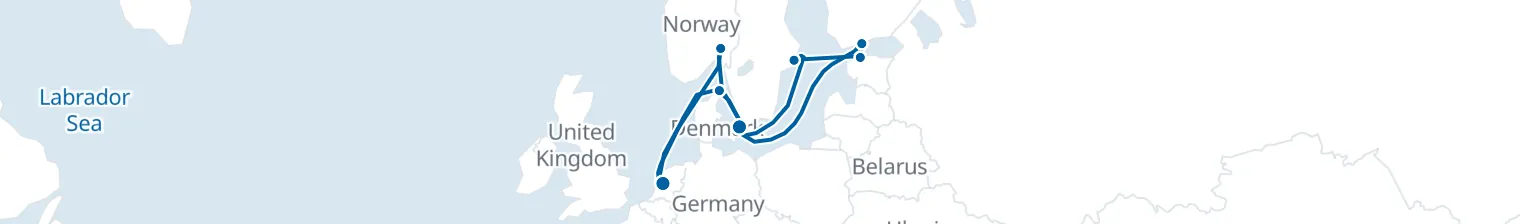 Route map of Nordic Tidewhirl – Baltic’s Hidden Fjords & Canals