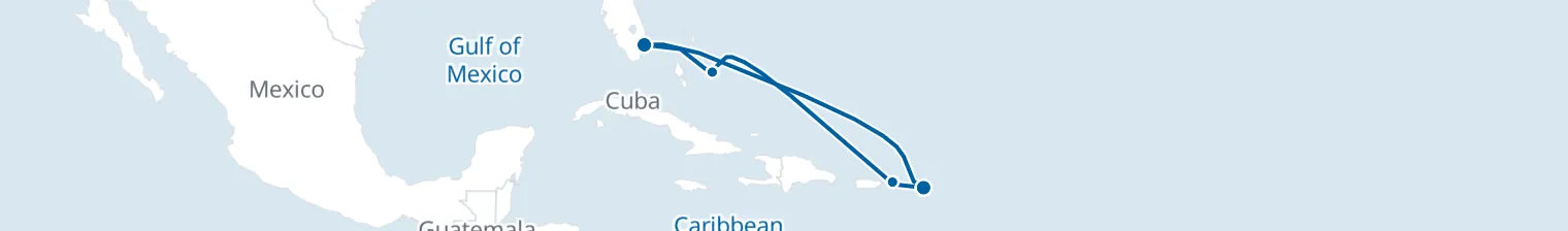 Route map of 7 Night Cruise from Fort Lauderdale
