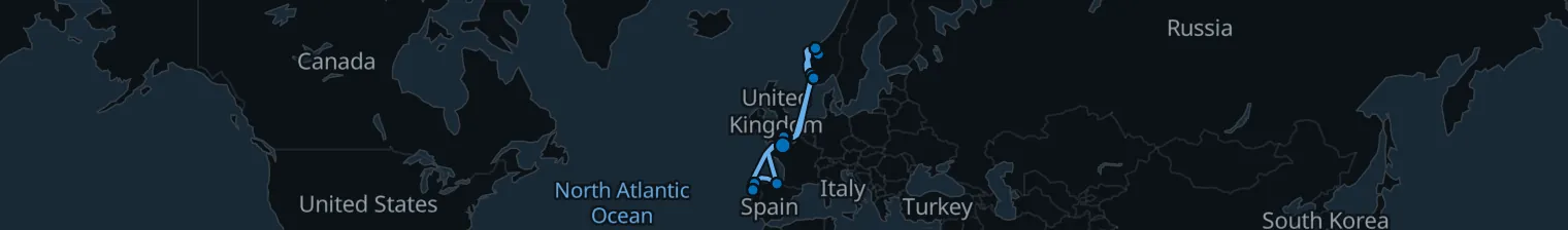 Route map of Nordic Fjord & Basque Whisper – Atlantic’s Edge