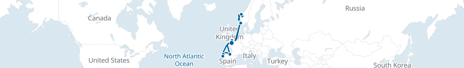 Route map of Nordic Fjord & Basque Whisper – Atlantic’s Edge