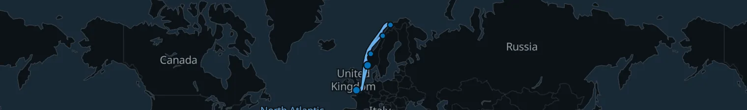 Route map of Aurora’s Edge – Norwegian Fjords