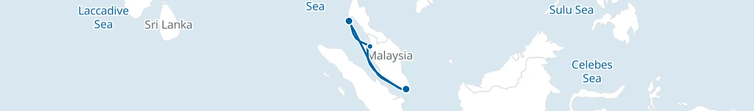 Route map of Luxe Colonial Cruise – Penang & Phuket