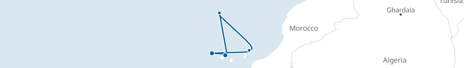 Route map of Teide’s Shadow – Madeira & Lanzarote