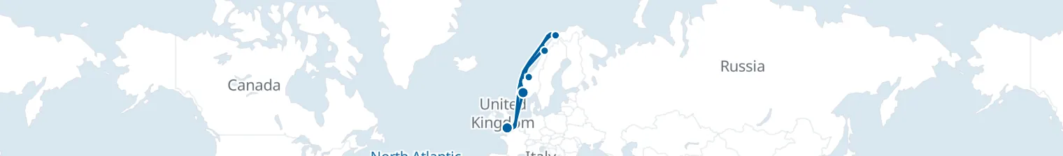 Route map of Fjords & Midnight Sun – Norway’s Arctic Edge