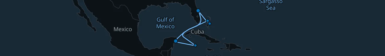 Route map of Sunken Galleon – Nassau, Cozumel & Cayman