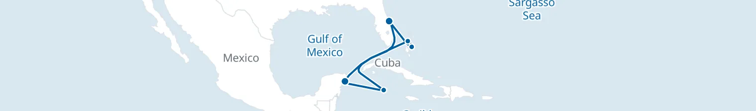 Route map of Sunken Galleon – Nassau, Cozumel & Cayman
