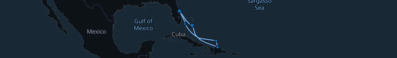 Route map of Breezy Bay Escapade – Nassau, Grand Turk & Amber Cove