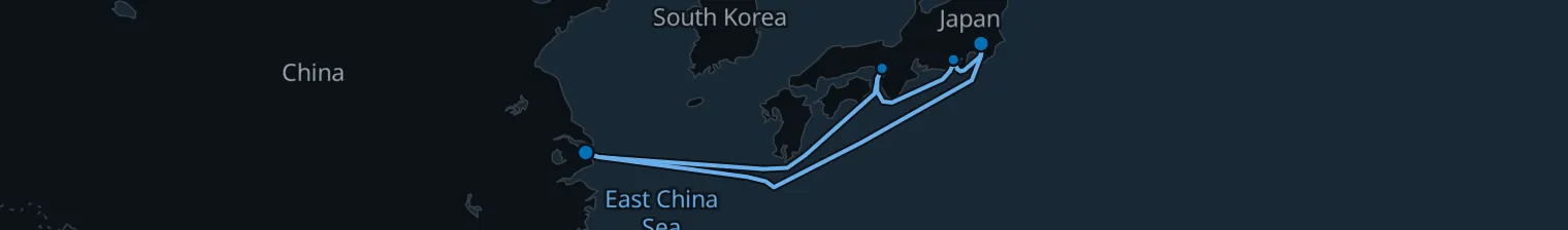 Route map of Silk & Sake Spires – Shanghai & Japan