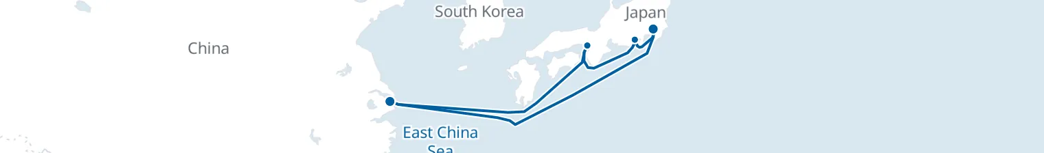 Route map of Silk & Sake Spires – Shanghai & Japan