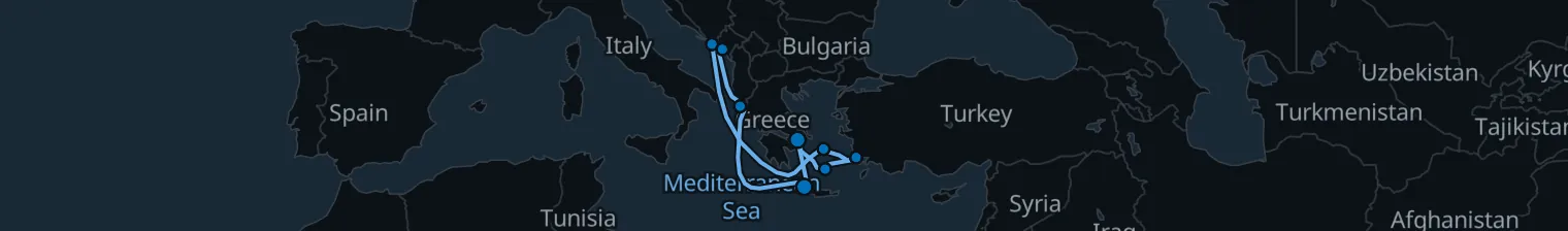 Route map of Saffron & Sapphire – Aegean’s Hidden Palaces