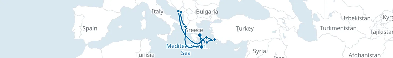 Route map of Saffron & Sapphire – Aegean’s Hidden Palaces
