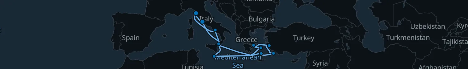 Route map of Sunbaked Labyrinth – Aegean & Adriatic