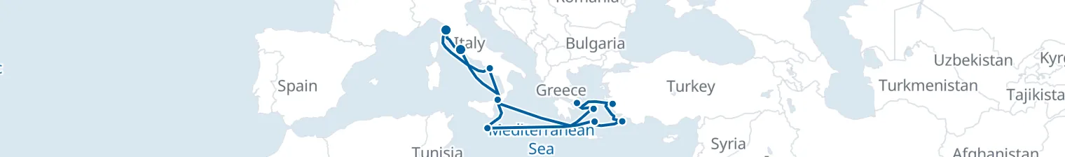 Route map of Sunbaked Labyrinth – Aegean & Adriatic