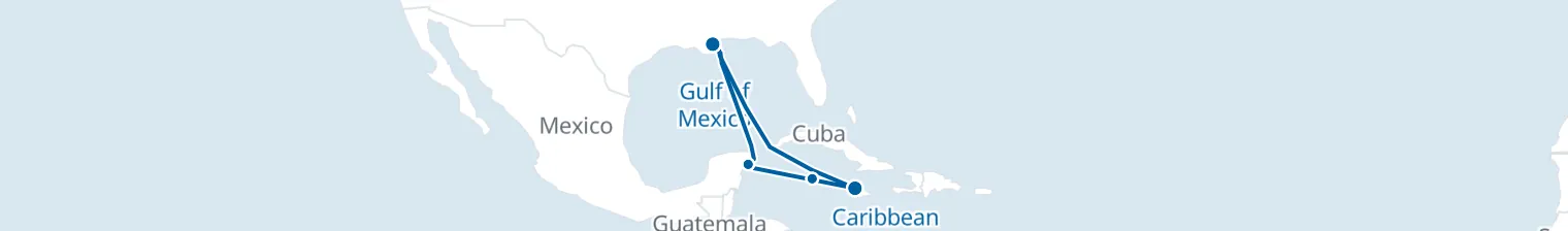 Route map of Coral Dreams – Cozumel & Grand Cayman