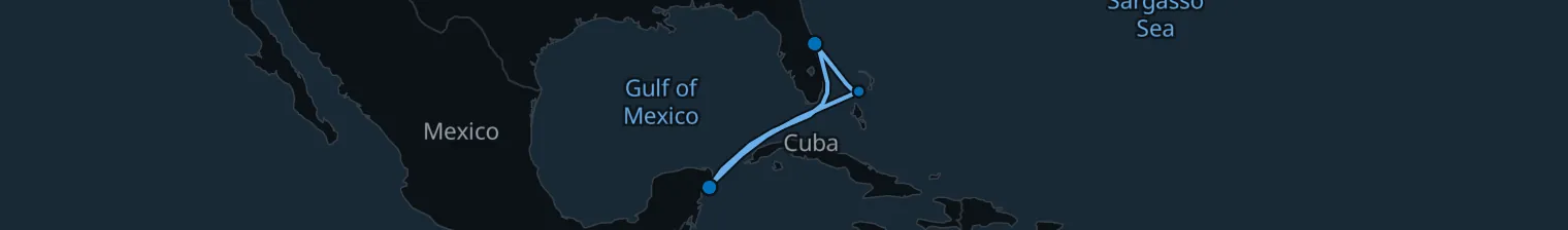 Route map of Island Rendezvous – Coco Cay & Cozumel
