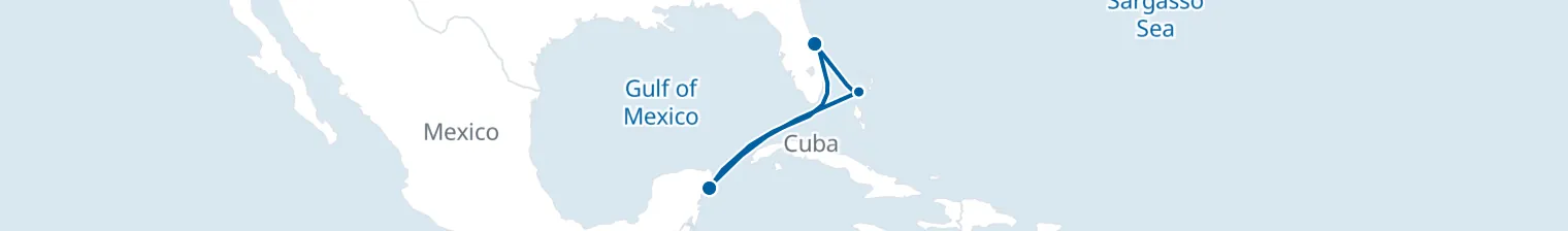 Route map of Island Rendezvous – Coco Cay & Cozumel