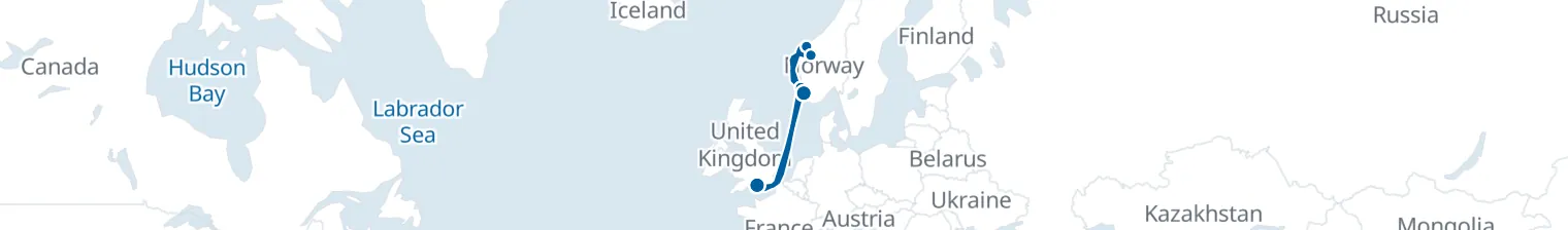 Route map of Fjords’ Silver Thread – Norway’s Coastal Lace