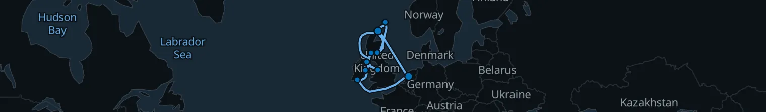 Route map of Orkney’s Veil – Scottish Highlands & Irish Lights