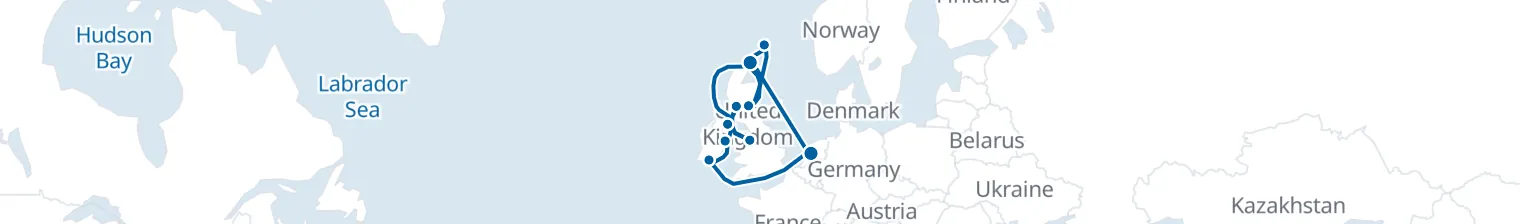 Route map of Orkney’s Veil – Scottish Highlands & Irish Lights