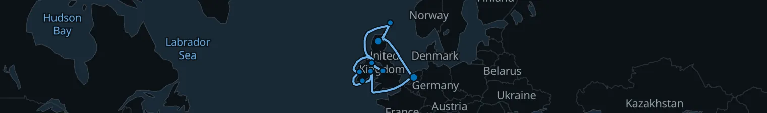 Route map of Tides & Tartan – Irish & Scottish Isles