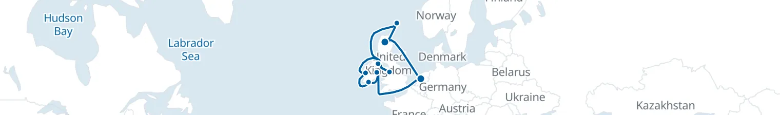 Route map of Tides & Tartan – Irish & Scottish Isles