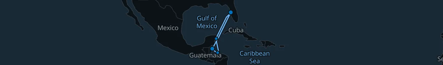 Route map of Coral Canopy – Cozumel, Roatan & Belize