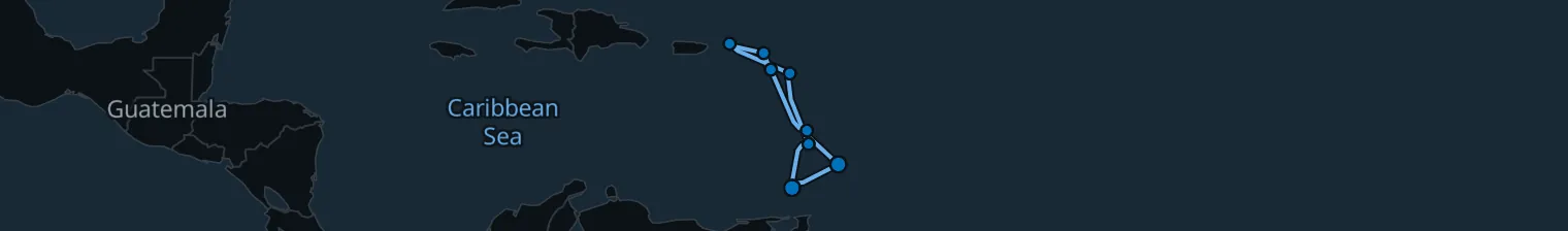 Route map of Sargasso Shimmer – Caribbean’s Hidden Spice Isles