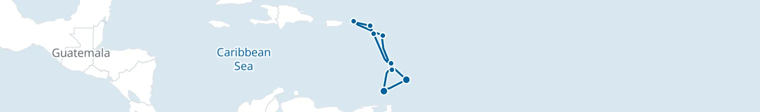 Route map of Sargasso Shimmer – Caribbean’s Hidden Spice Isles