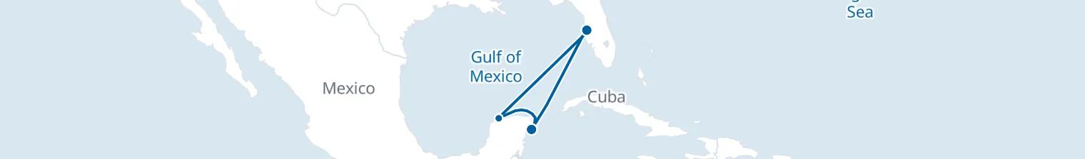 Route map of Sun-Kissed Retreat – Progreso & Cozumel