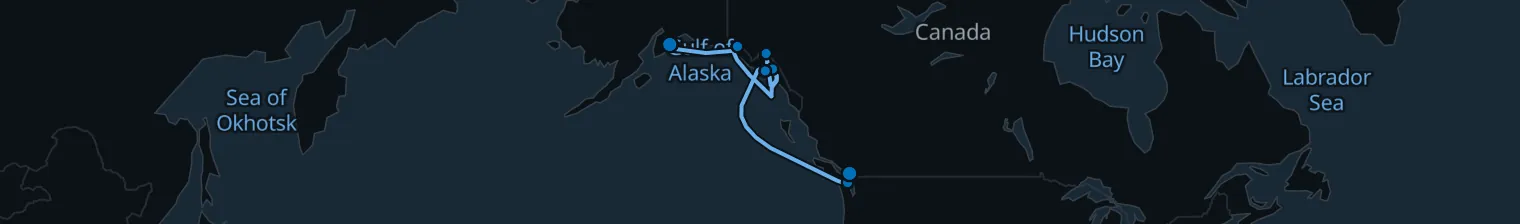 Route map of Glacier’s Last Light – Alaska’s Wild Coast