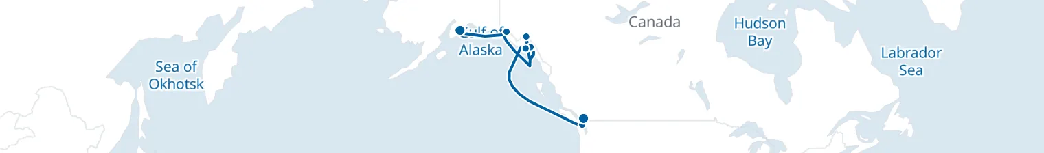 Route map of Glacier’s Last Light – Alaska’s Wild Coast