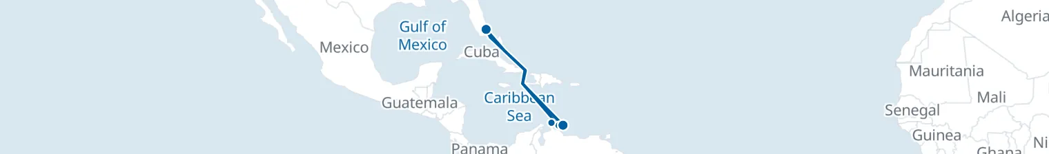 Route map of Tropical Escape – Aruba & Bonaire
