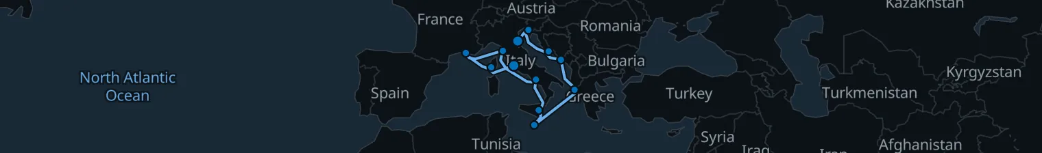 Route map of Eternal Shorefall – Adriatic’s Last Light