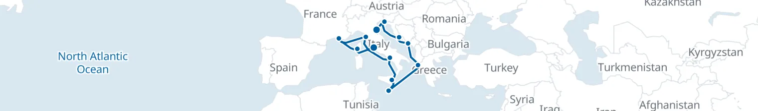 Route map of Eternal Shorefall – Adriatic’s Last Light