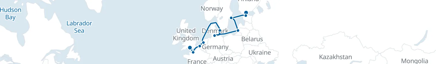 Route map of Nordic Tide – Baltic to British Isles