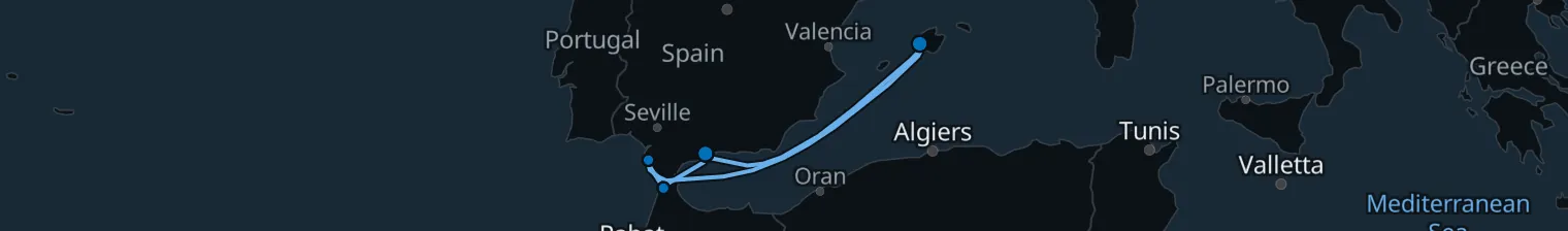 Route map of 7 nights - Fascination Mediterranean - from/to Palma