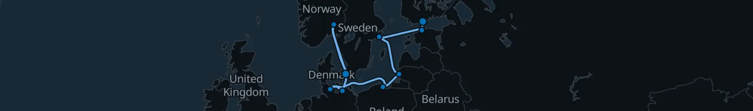 Route map of Silent Current – Baltic’s Hidden Fjords