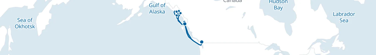 Route map of Glacier Veil – Inside Passage