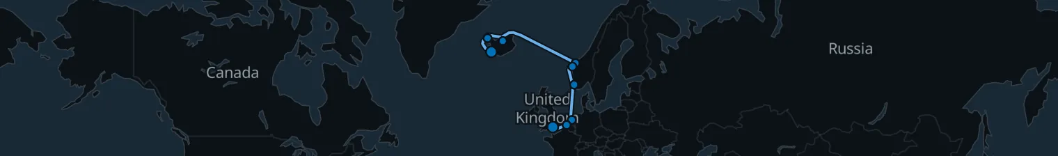 Route map of Northern Lights Crossing – Arctic to Amsterdam