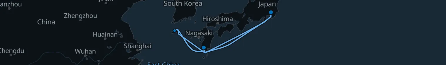 Route map of Japanese & Korean Gems – Tokyo & Jeju