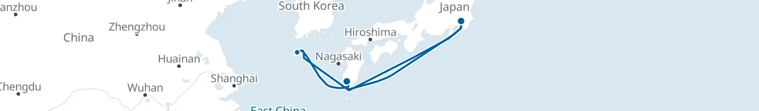 Route map of Japanese & Korean Gems – Tokyo & Jeju