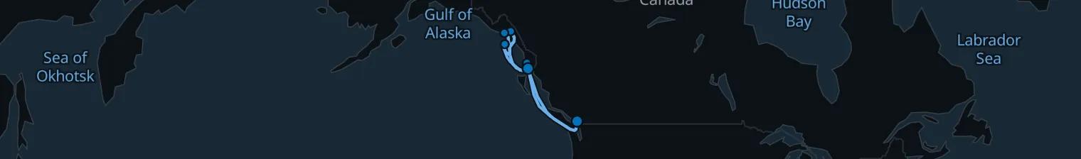 Route map of Glacier Veil – Inside Passage