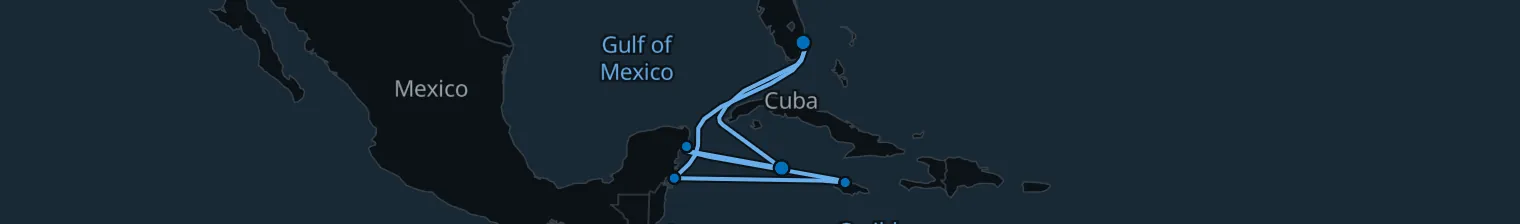 Route map of Jungle Spice & Turquoise – Caribbean’s Crown Jewels
