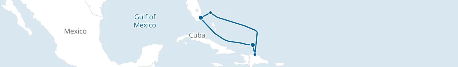 Route map of Tropical Getaway – Grand Turk & Puerto Plata