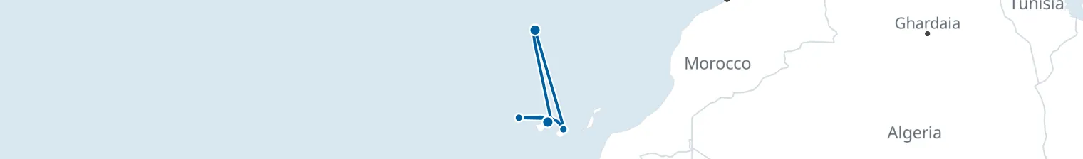 Route map of Volcanic Bloom – Funchal & La Palma