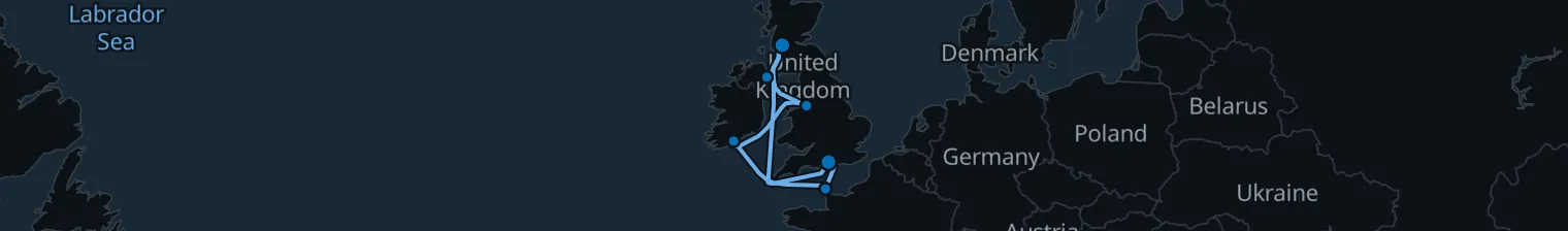 Route map of Mermaid’s Wake – Celtic Coast & Normandy