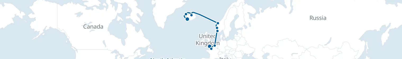 Route map of Frostfire Crossing – North Atlantic’s Wild Edge