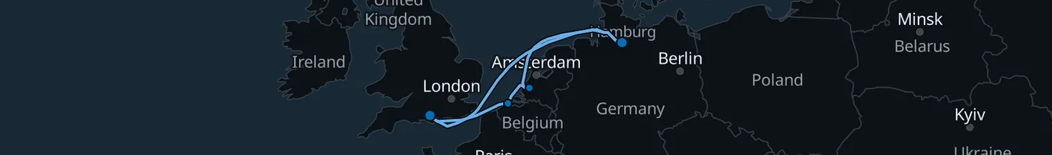Route map of Meuse & Hanse – Bruges & Amsterdam