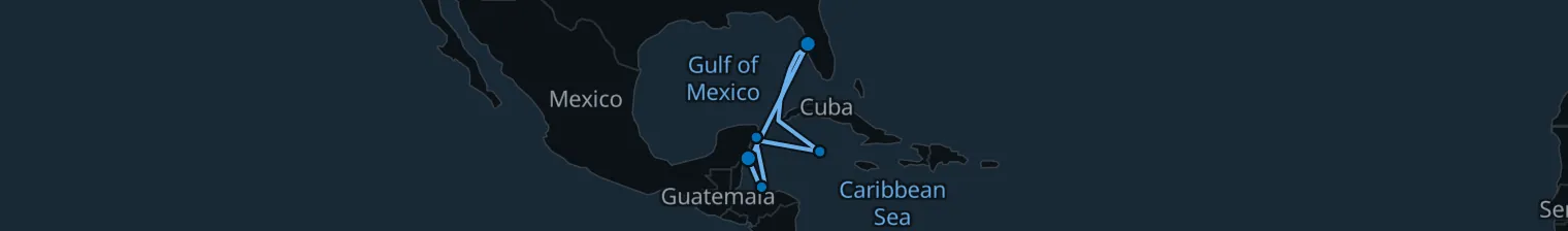 Route map of Baja Twilight Ride – Roatan, Cozumel & Grand Cayman